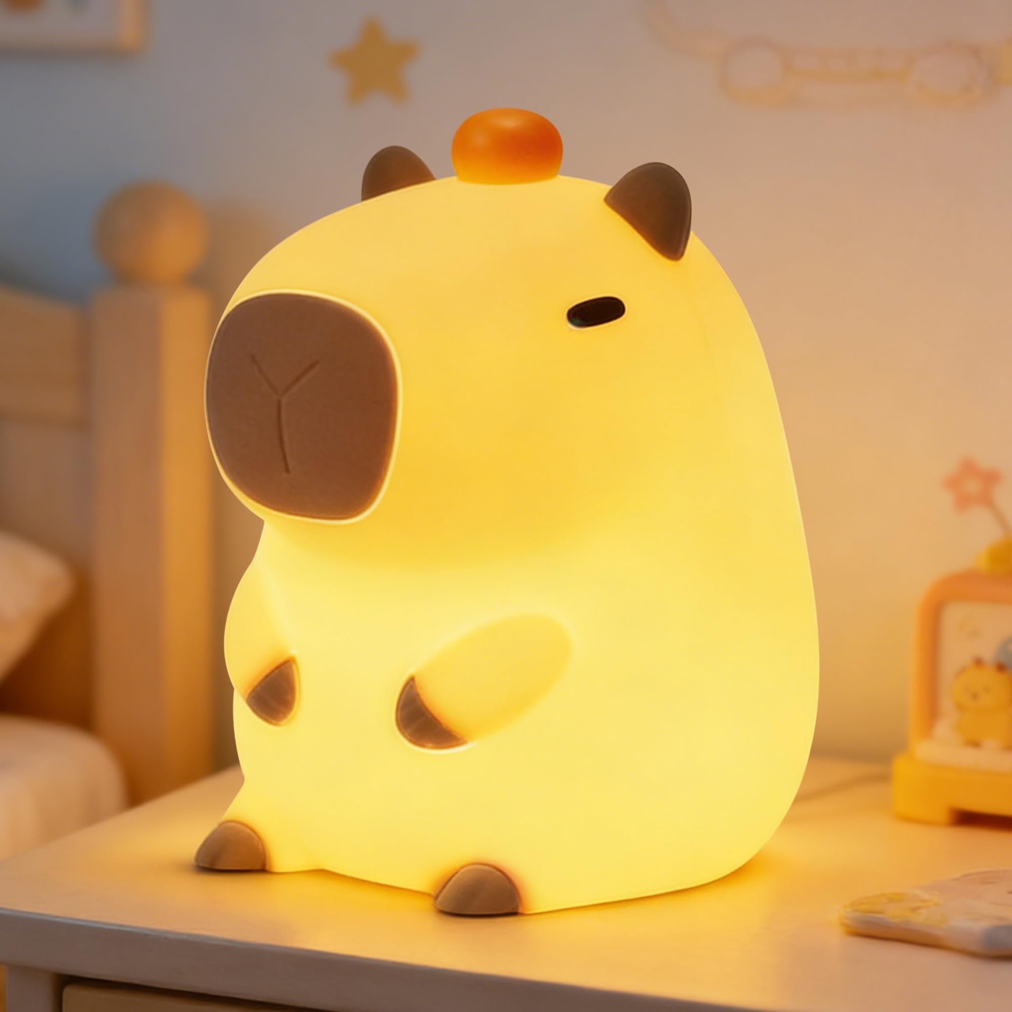 FAMIDUO Luce Notturna a Forma Di Capybara, ​​Luce Notturna Dimmerabile a 2 Livelli Per La Cameretta Dei Bambini, Luce da Lettura, Luminosità Regolabile Luce per Lettura