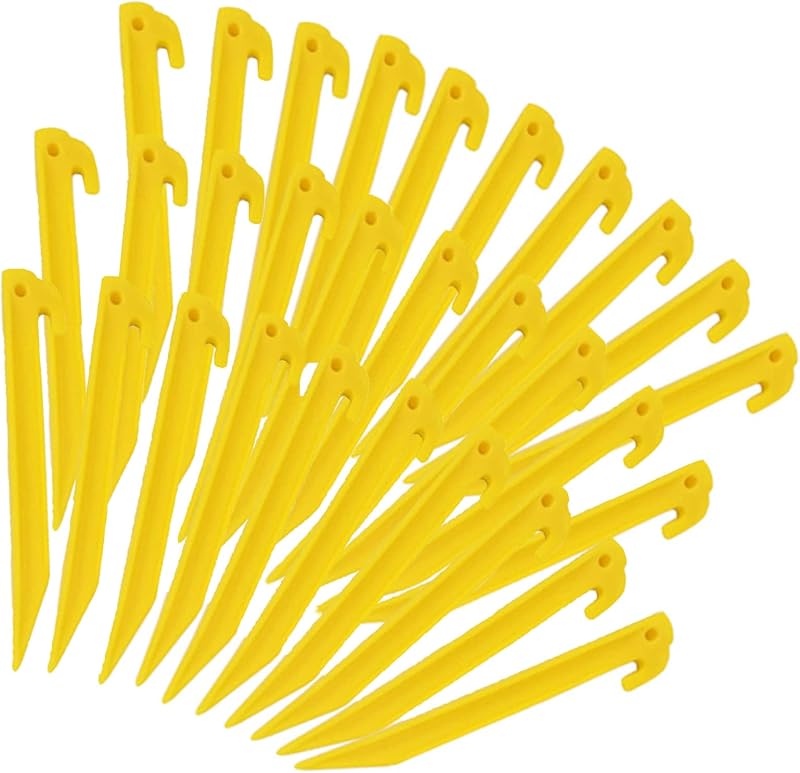 AITIME 30 Pcs Plastic Tent Stakes, 9 Inch Heavy Duty Camping Tent Pegs | Bulk Durable Garden Lawn Tarp Outdoor Beach Courtyard Decorative Accessories Tent Spikes Nails