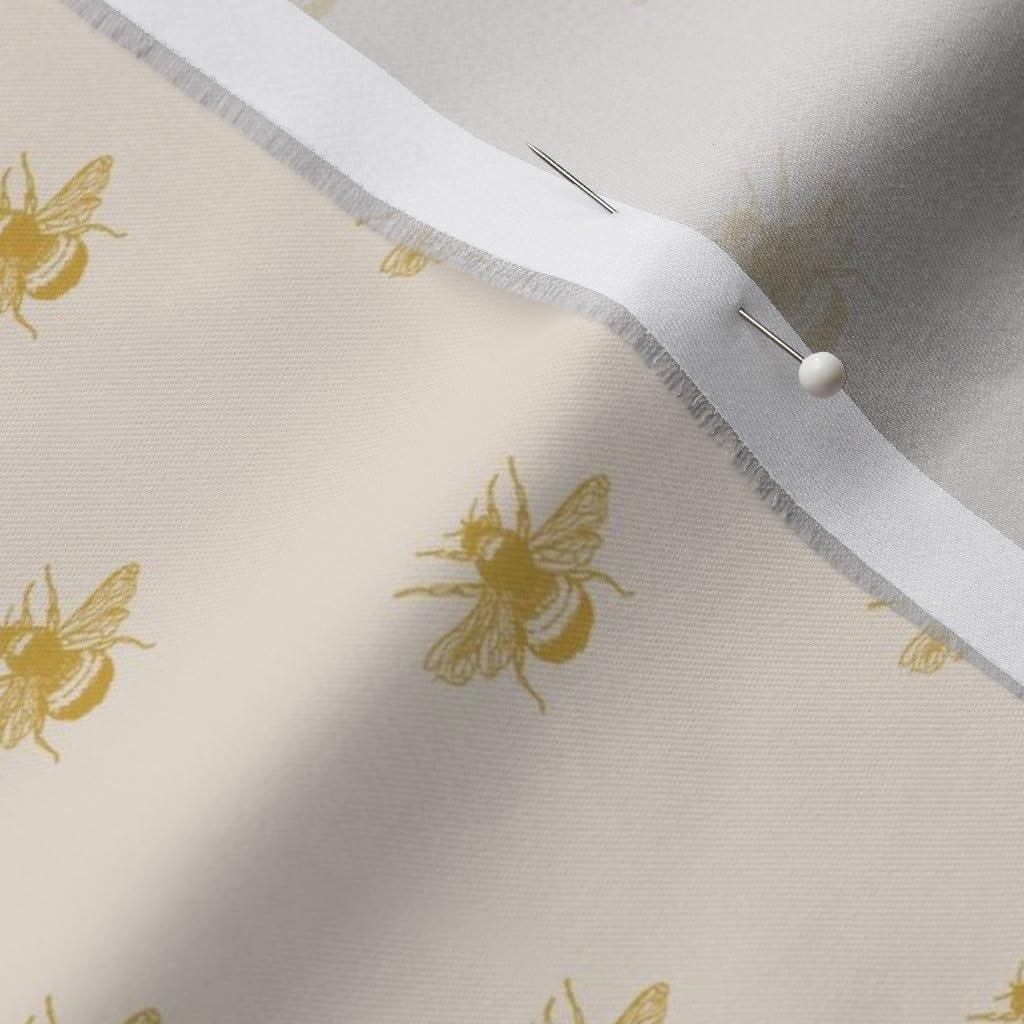 Spoonflower Fabric - Napoleonic Bee Neoclassical Empress Josephine Mustard Gold Beige Cream Printed on Organic Cotton Sateen Fabric by The Yard - Sewing Quilting Apparel Home Decor