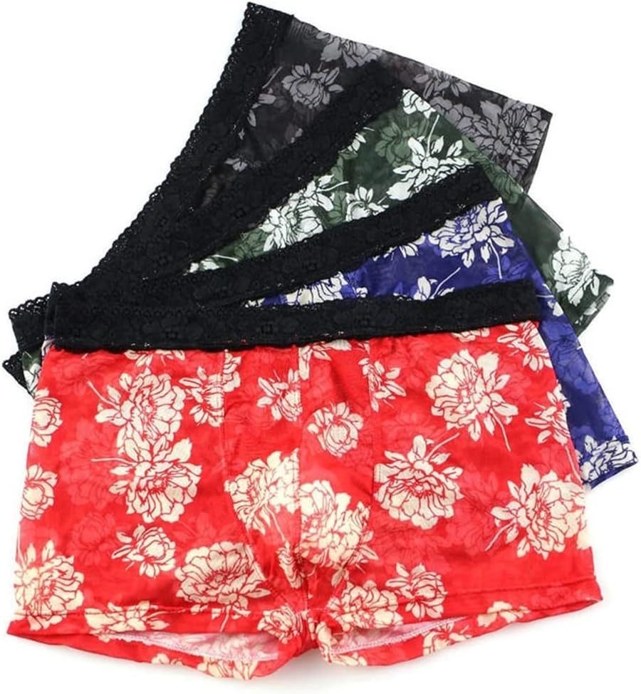JSEIAJB Men's shorts sexy underwear transparent men's satin panties 4 pieces