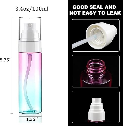 Miniatura 8 de Botella de spray de niebla fina, botellas de plástico de 3.4 onzas, paquete de 4 botellas de spray de ajuste de maquillaje, aprobadas por la TSA,