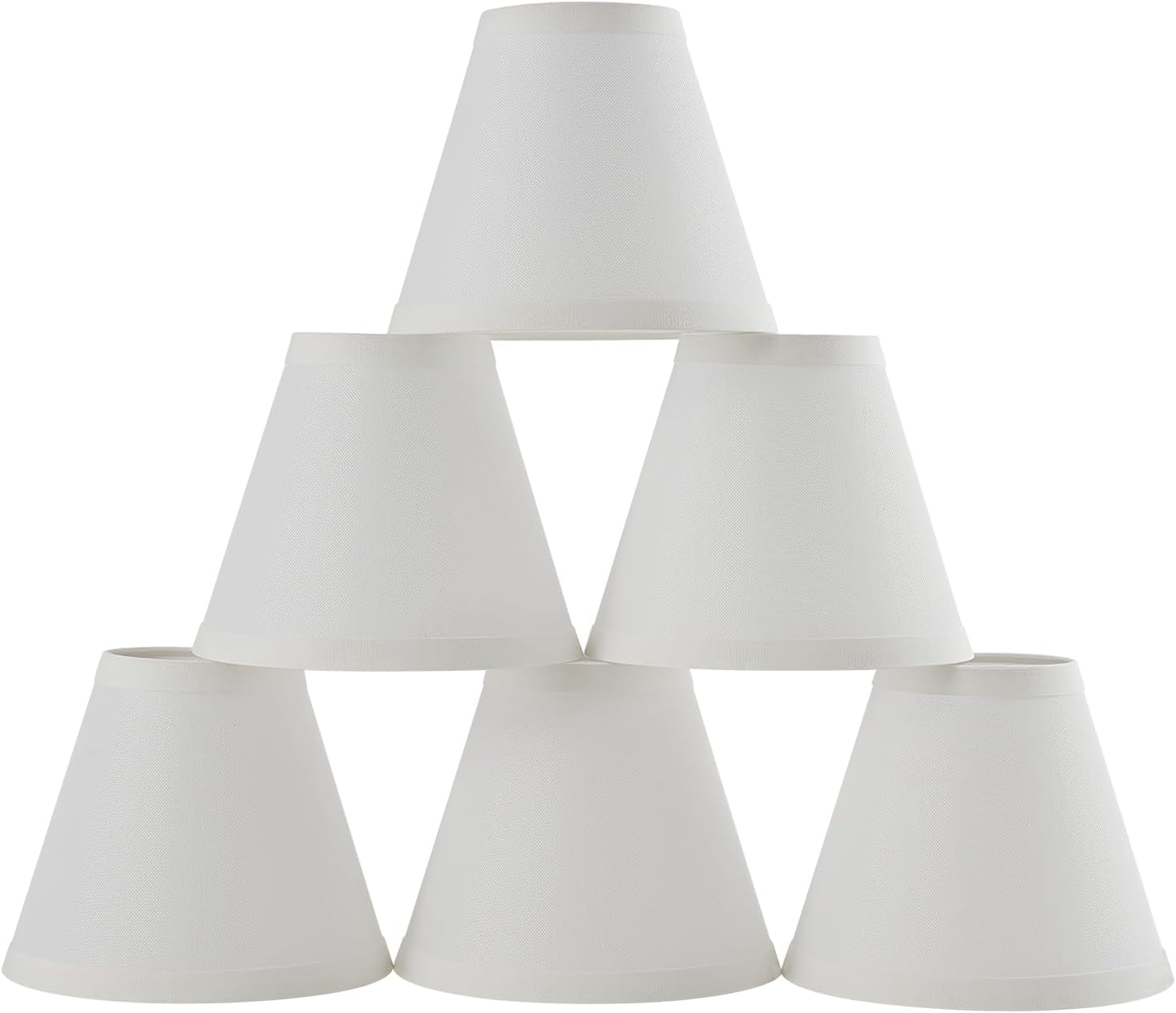 Set of 6 Clip-on Mini Chandelier Lamp Shades,3" X 6" X 5",Small Barrel,Handmade,Traditional Decorative,Natural Linen Lamp Shade,Modern European Style Bell Shade (White)
