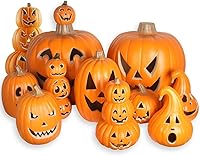 Vista 6 de Linterna Jack O' de 21 pulgadas, decoración navideña de calabaza de Halloween extra grande iluminada, faroles de calabaza preiluminados