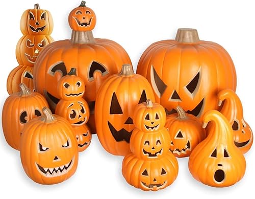 Miniatura 6 de Jack O' Lantern - Farol de calabaza de Halloween con iluminación extra grande, faroles de calabaza preiluminados para Halloween, chimenea, porche,