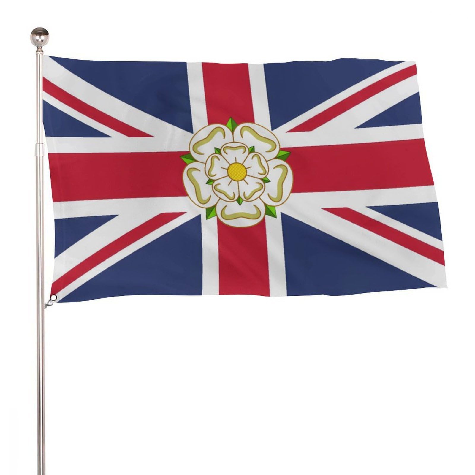 Union Jack And Yorkshire Rose Flag 115D Polyester 5x3 Ft with 2 Metal Eyelets