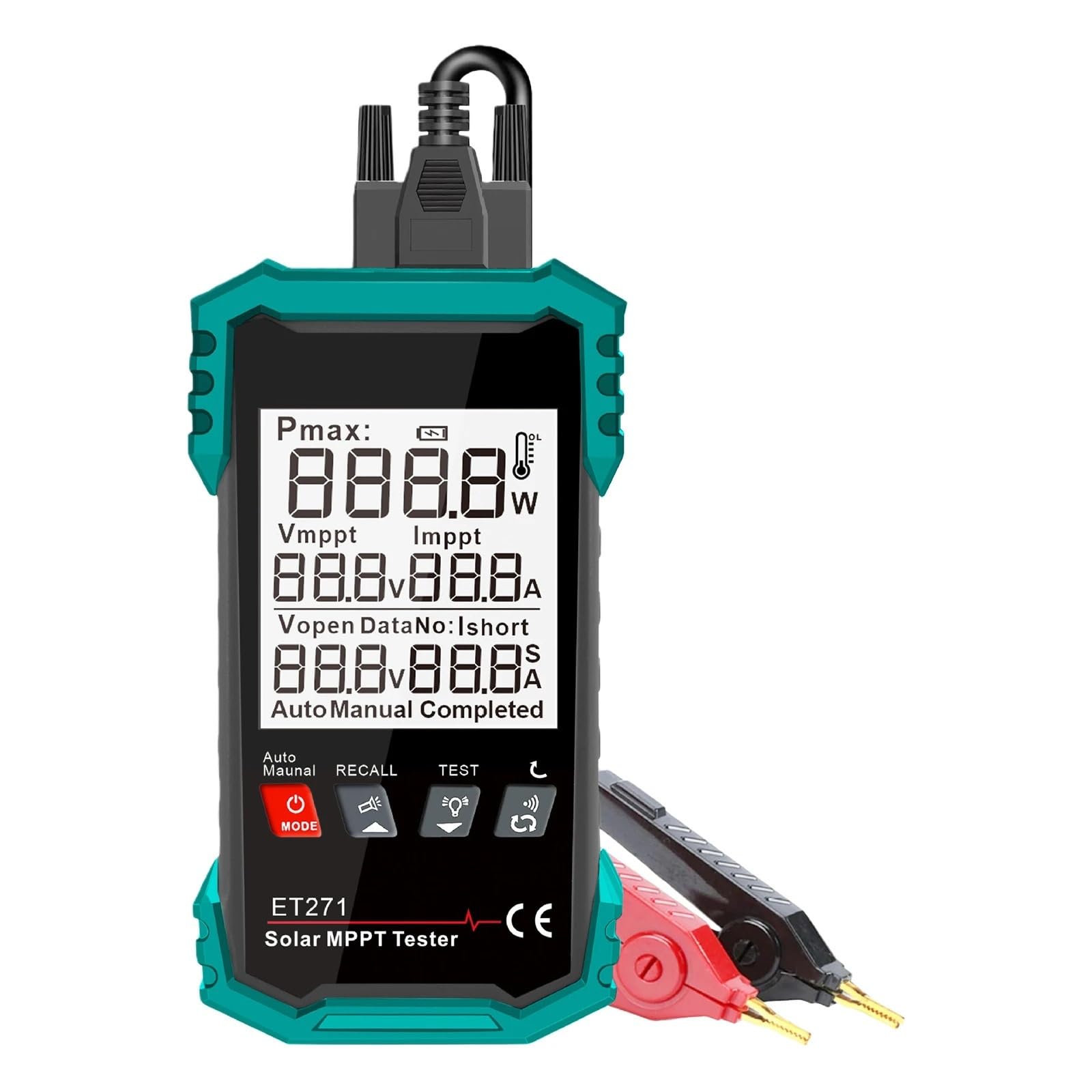 Miernik mocy słonecznej MPPT 1600W z wyświetlaczem LCD Panel słoneczny Tester MPPT ochrona przeciwprzepięciowa dla modułów fotowoltaicznych Test danych