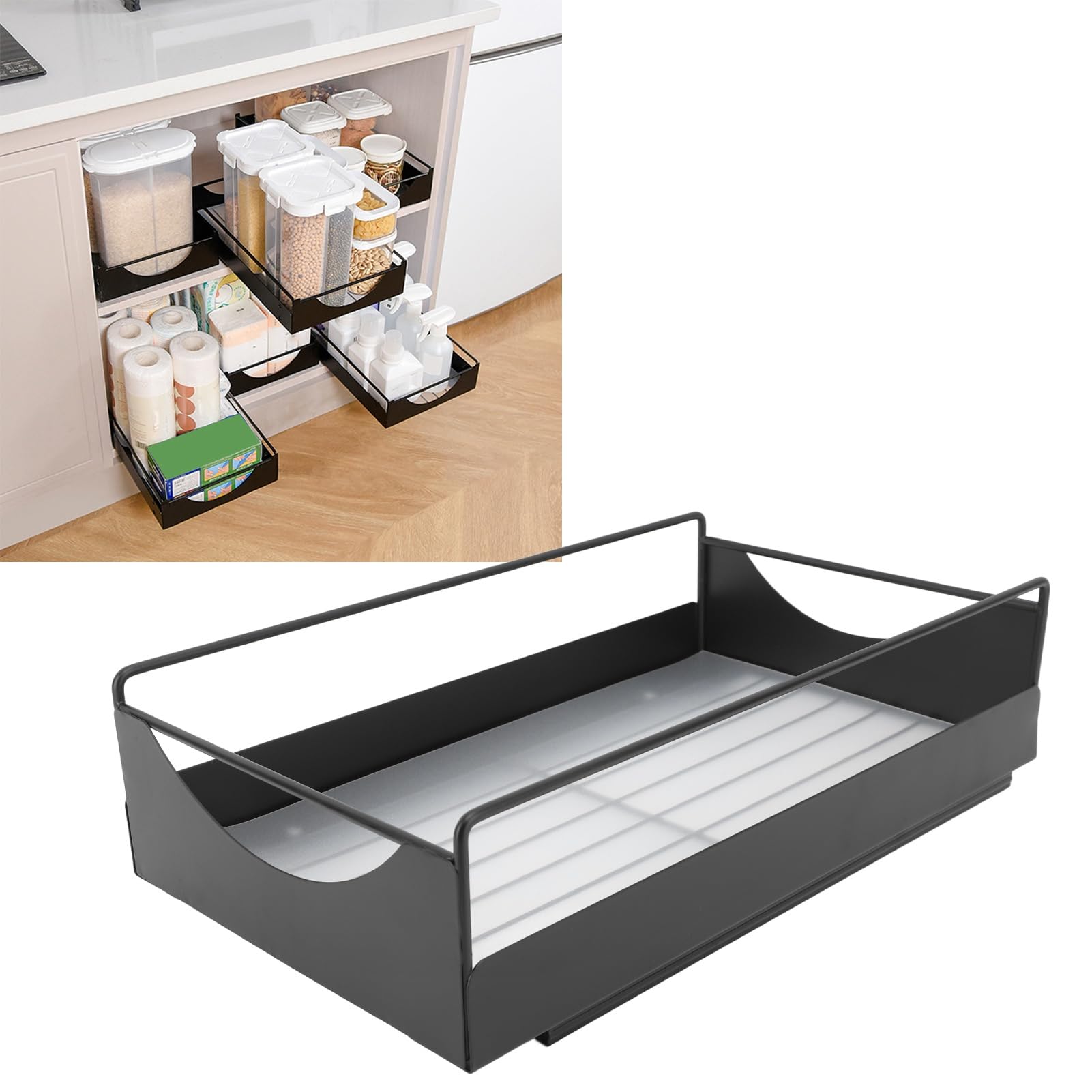 Uittrekbare Kastorganizer Koolstofstaal Glad Glijdend Stille Uitschuifbare Voorraadplanken voor Badkamer en Keuken Ideaal voor Diepe Kasten (Wit