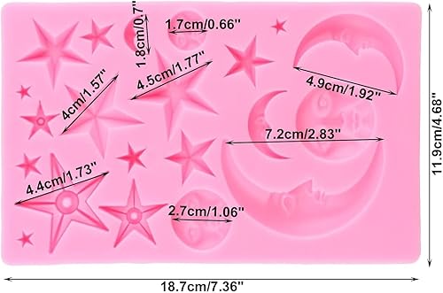 Miniatura 2 de Molde de silicona para fondant de cara de sol, estrellas, luna, para chocolate, caramelo, goma de goma, herramienta de decoración de pasteles,