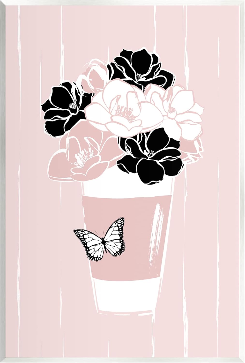 Stupell Industries Casual Coffee Cup Pink Assorted Flowers Arrangement Wood Wall Art, Design by Martina Pavlova