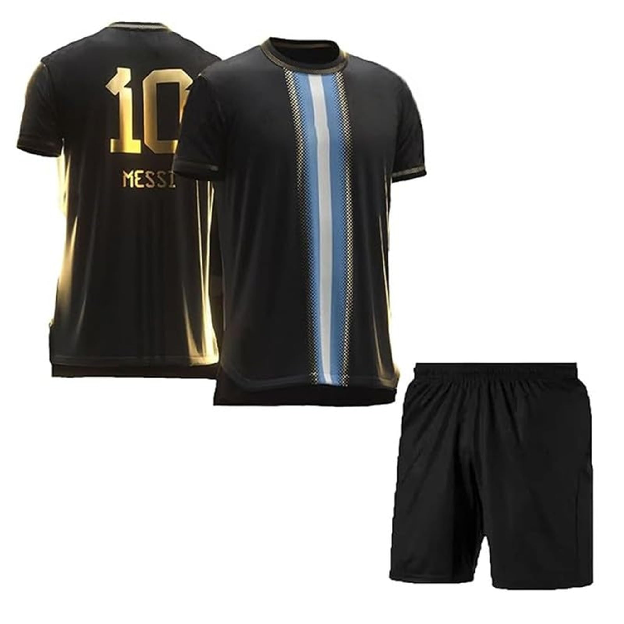Argentina Black Football Jersey Messi Tshirt with Shorts 2024 for (Kids, Boys, Men)-picture-14