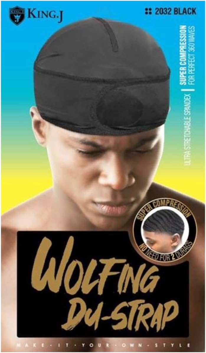 King J Wolfing Du-Strap #2030 No Strings-Snaps Stringless durag compressing cap