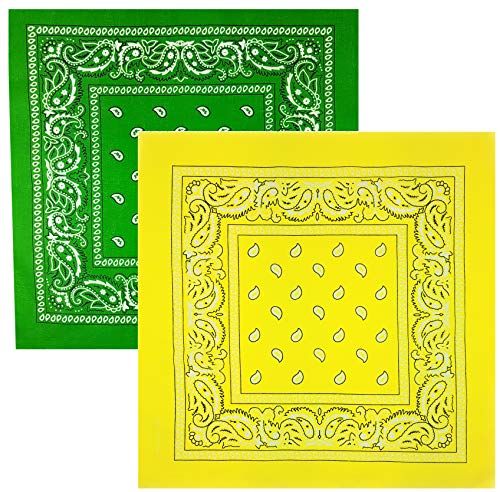 Feelinko - Pañuelo multifunción original de cachemira, 100% algodón, pañuelo multifunción unisex Amarillo-Verde 55 x 55 cm