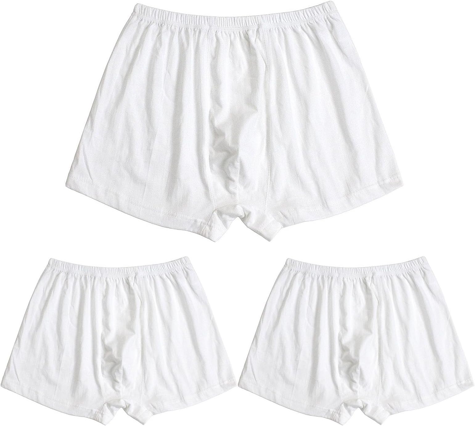 3-Pack Older Men Plus Size Cotton White Underwear Boxer Briefs Seniors Men Breathable Panties Middle-aged Elderly Underpants