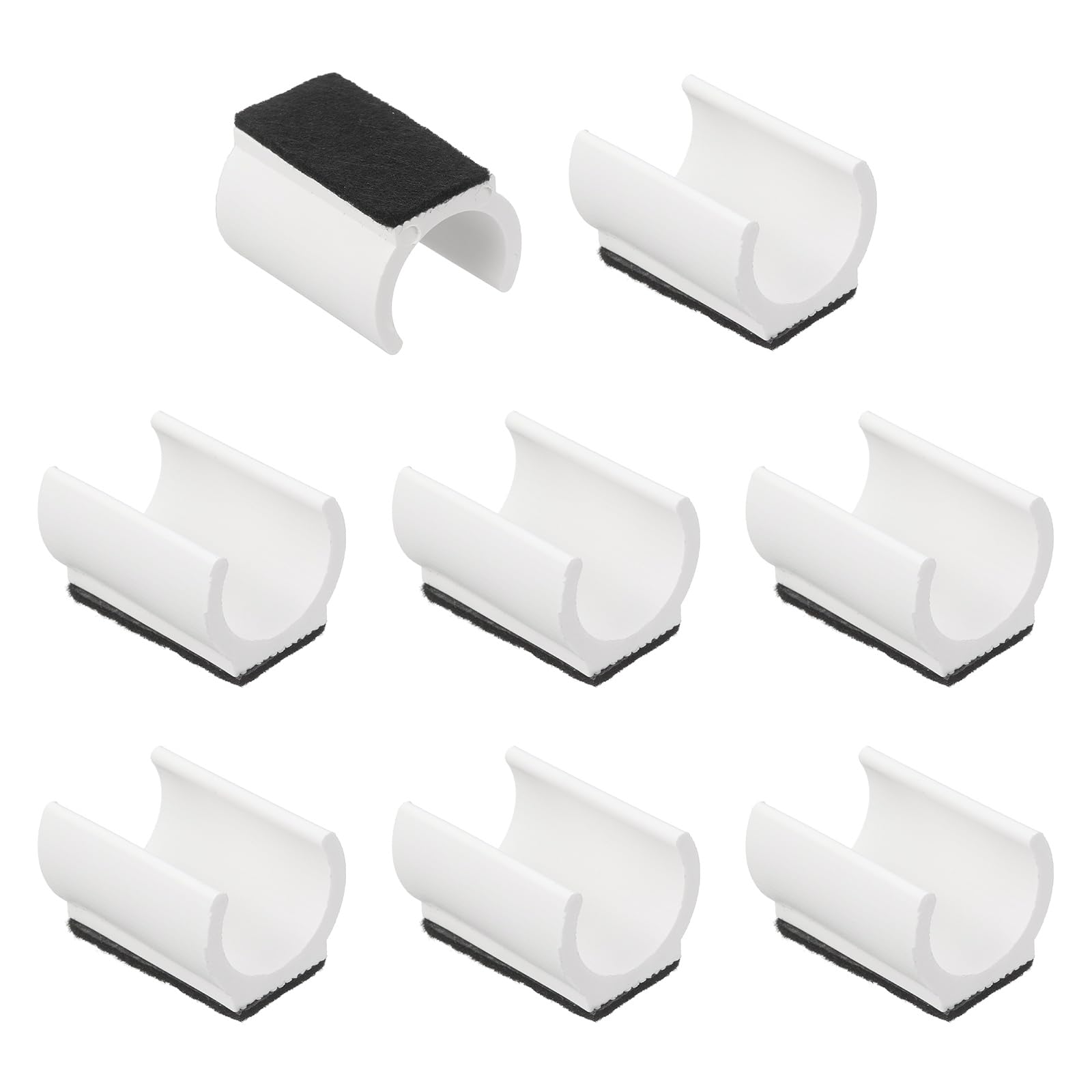 sourcing map 8 Pcs Rectangle U Shaped Chair Leg Caps with Felt Pads, Fit 25mm Dia Tubular Legs, Slide Smoothly Furniture Feet Protectors No Scratches No Noise for Hardwood Floors, White