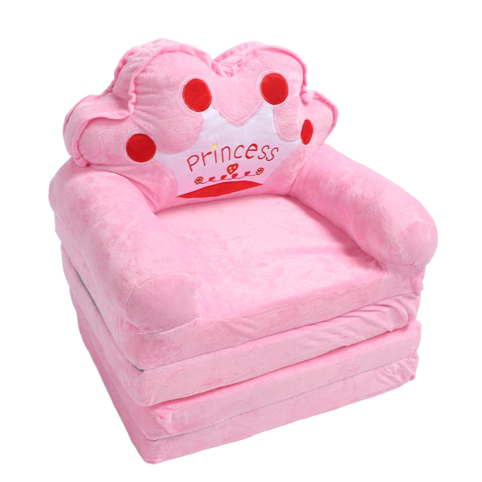Nice Princess Tiara Silla para Niñas para Niñas con sofá de Reposabrazos Rosa, para Leer Televisión en Color Rosa (Plegar en cuartos)