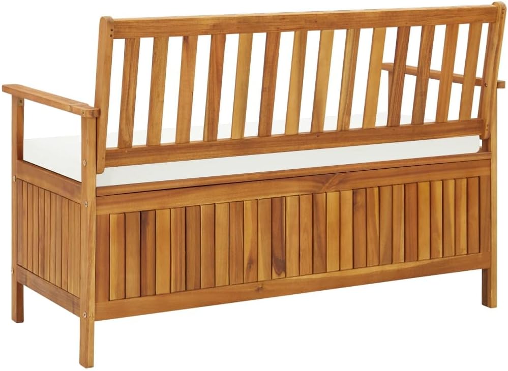 Patio Storage Bench Solid Acacia Wood 47.2"x24.8"x33.1" Outdoor Seating