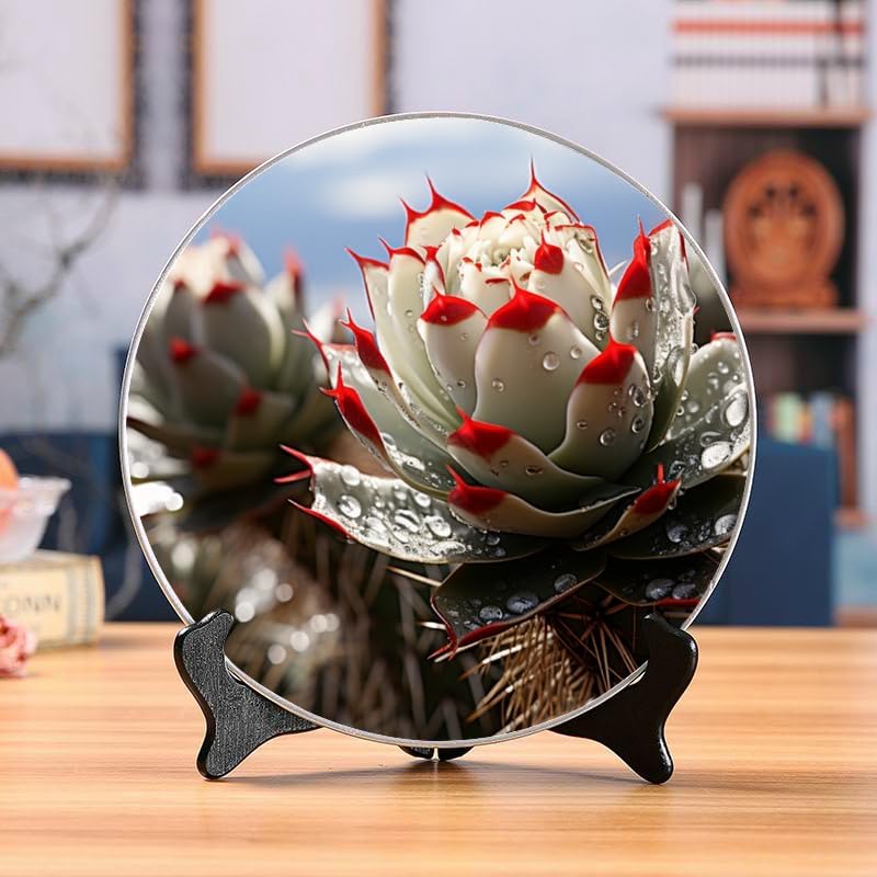 Cactus 10-inch Ceramic Plate for Wall Display or Tabletop, with Stand & Hook DP-037520331
