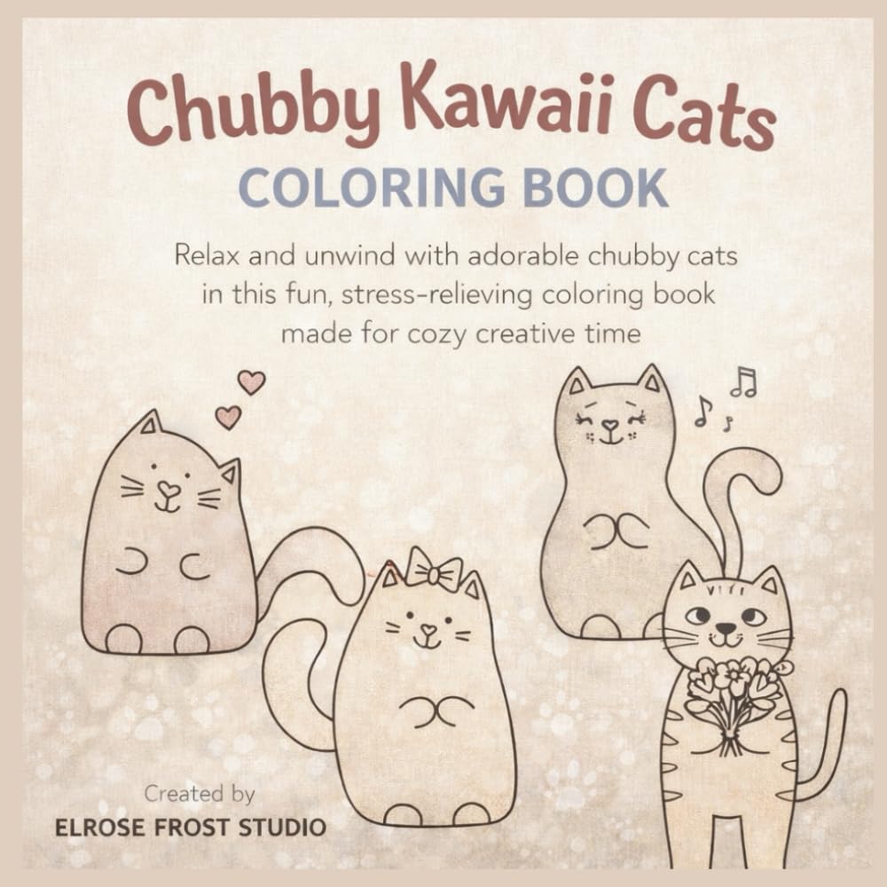 CHYBBY KAWAII CATS COLORING BOOK: Relax and unwind with adorable chubby cats in this fun, stress-relieving coloring book made for cozy creative time