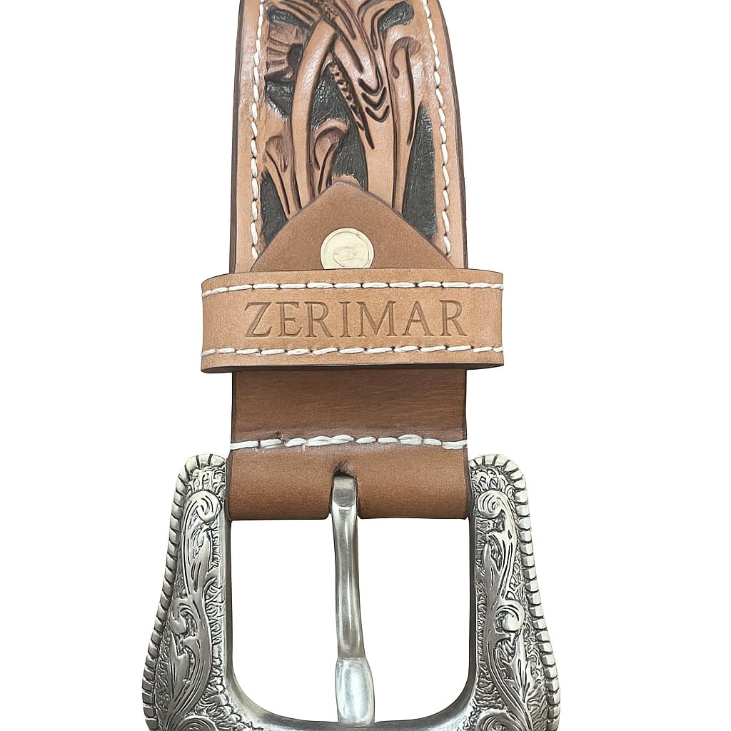 Zerimar Gürtel mit Gravur aus Rindsleder | Breite 38 mm | elegante Schnalle | Premium Lederband