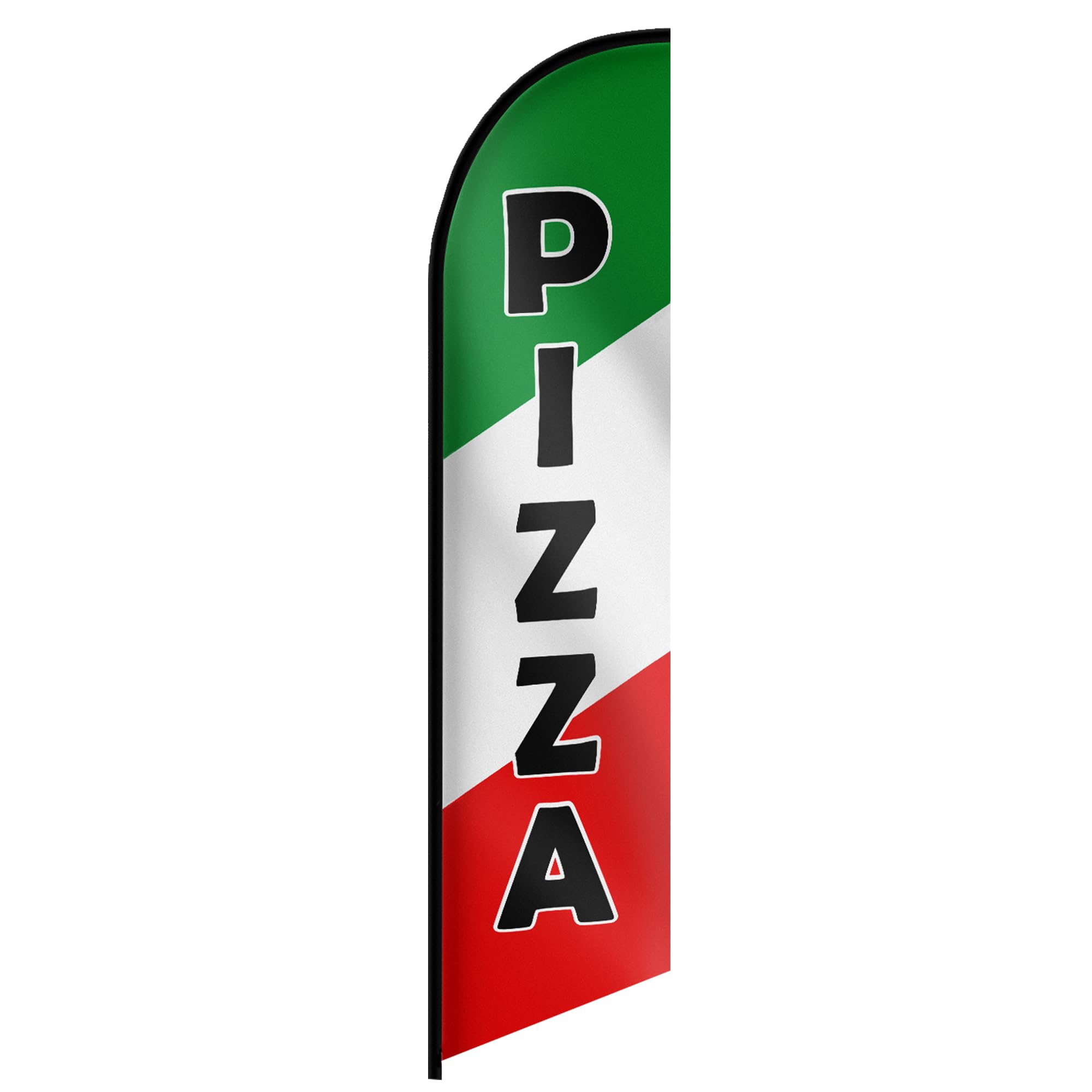Pizza Flag Banner - Pizza Sign - Advertising Flags for Outside - Feather Flags for Business , Storefronts, Retailers, Shops, Food Trucks, Events and Fairs 12ft x 2.5ft Polyester 150D (Pole and hardware are not included)