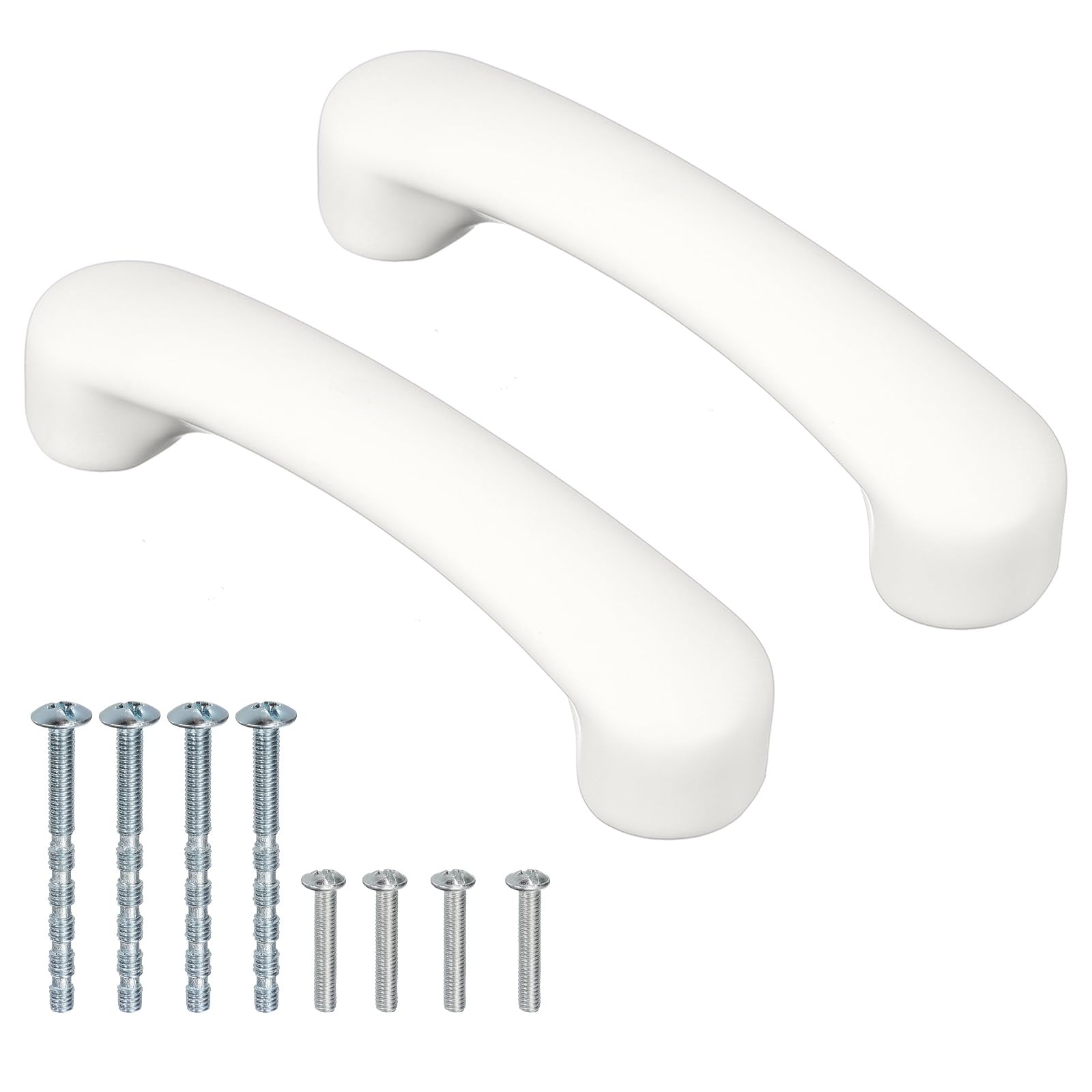 sourcing map 2 Pcs White Ceramic Cabinet Handles Arch Shaped Drawer Pulls, 4.5 x 1 x 1.2 Inch Cute Kitchen Cabinet Handles Hardware for Kitchen Cupboard Dresser Drawer Nursery Decor