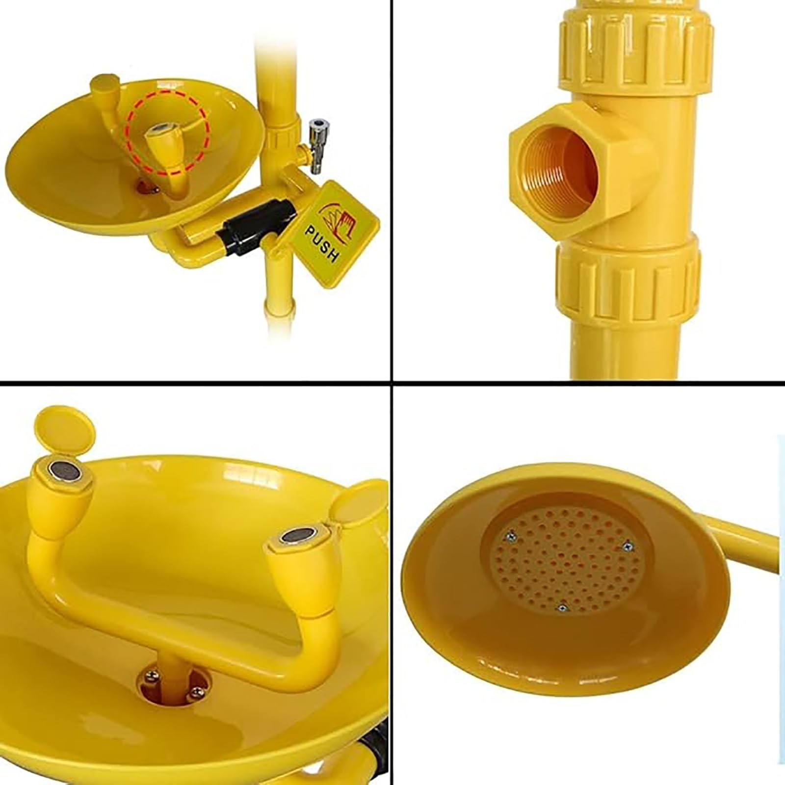 Estación de ducha de emergencia para lavado de ojos, lavaojos y lavacara combinados, estación de seguridad para el lugar de trabajo o laboratorio, sistema portátil de ducha y lavaojos de emergencia.