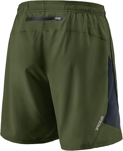 Miniatura 9 de TSLA - Pantalones cortos para correr para hombres, pantalones cortos deportivos para entrenamiento y ejercicio, de secado rápido, pantalones cortos