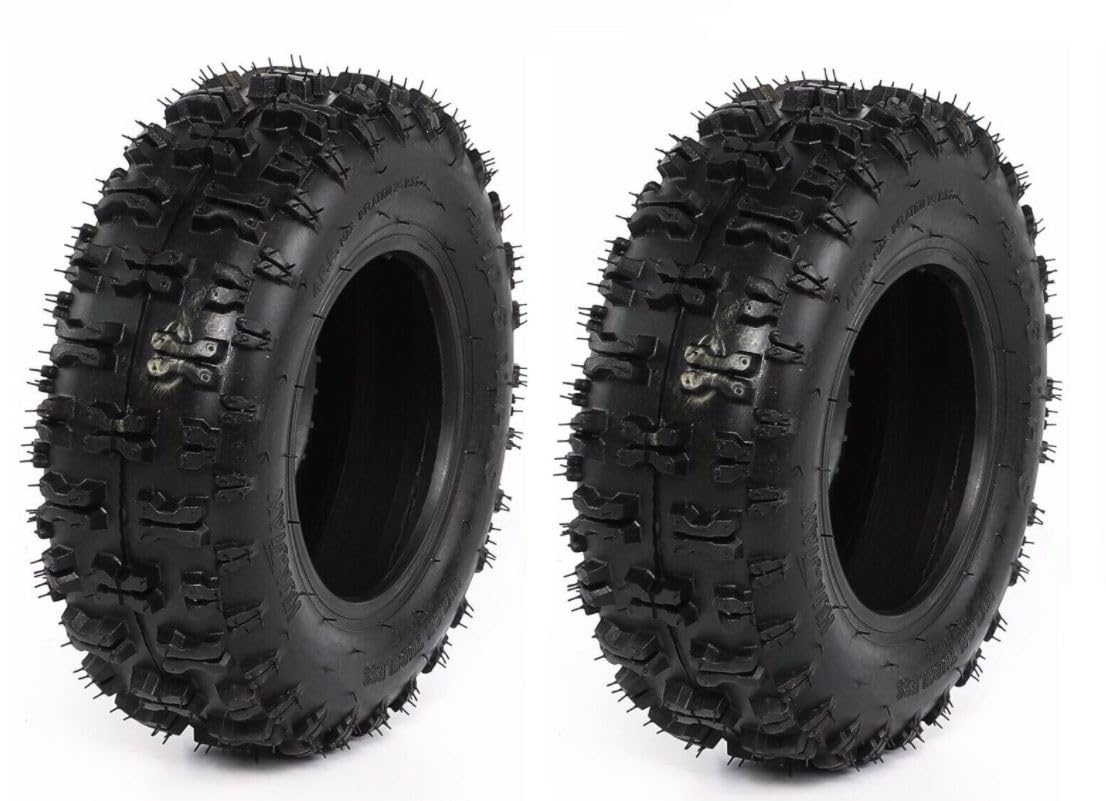 2er Set Reifen 4.10-6 – Stollenreifen inkl. Schlauch, Ersatzteil für Kinderquad, Bollerwagen und Rasentraktor, 6 Zoll, max. Belastung je Reifen 80 kg, Schwarz
