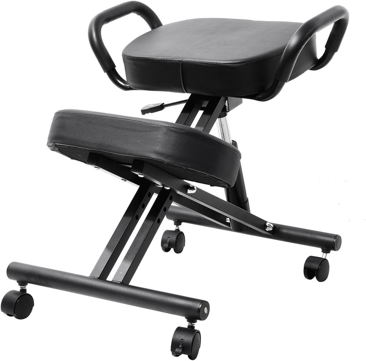 Ergonomic Kneeling Chair Without Backrest, Adjustable Balance Stool with Brake & Smooth Gliding Casters, Postures Correcting Chair for Home Office