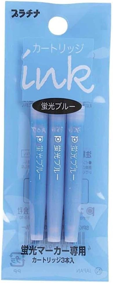 Platinum Preppy Marker Refill Cartridges and Tip Replacement, Fluorescent Blue, Pack of 3 (SPKS-150 56)