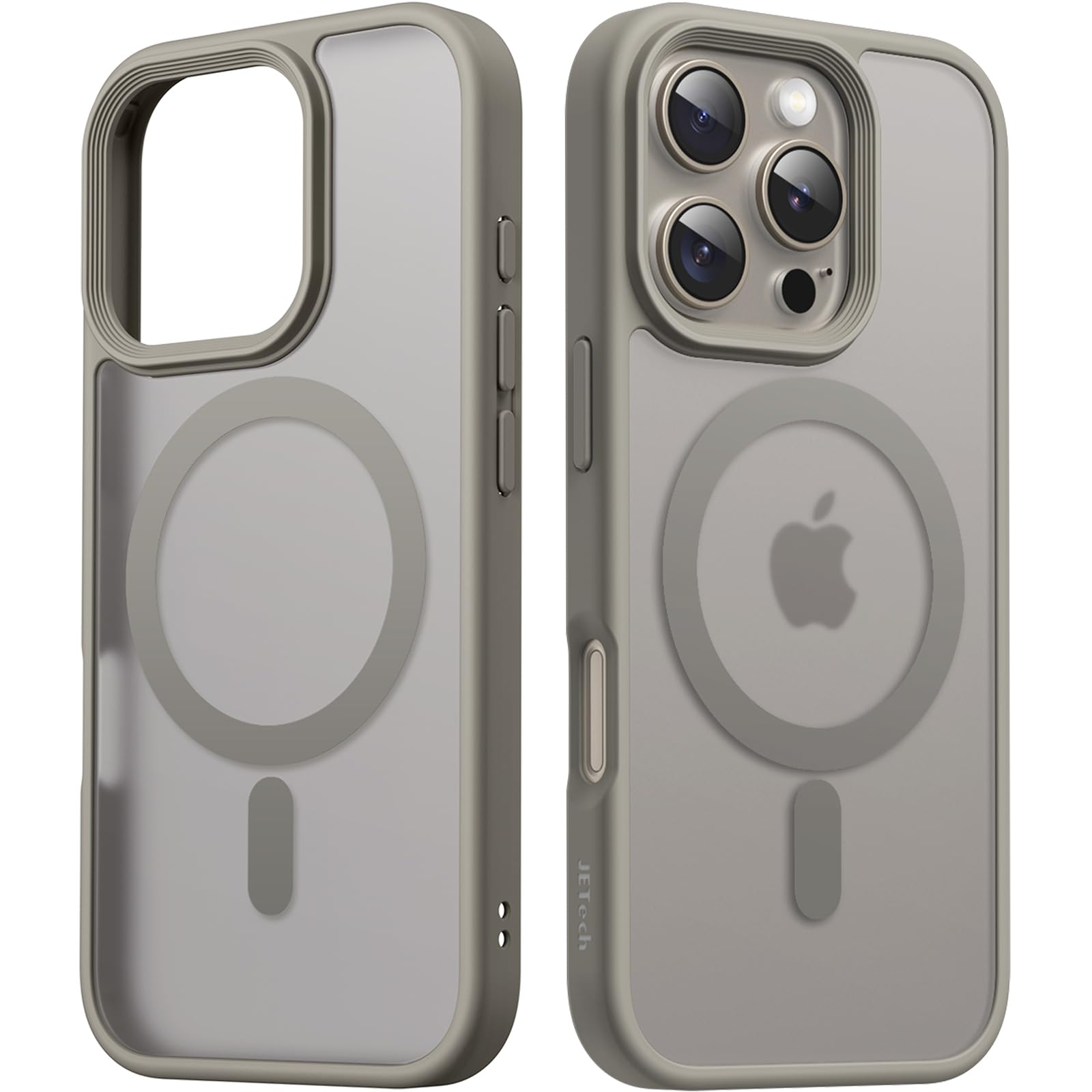 JETech Magnetic Case for iPhone 16 Pro 6.3-Inch Compatible with MagSafe, Translucent Matte Back Slim Shockproof Phone Cover (Natural Titanium Back)