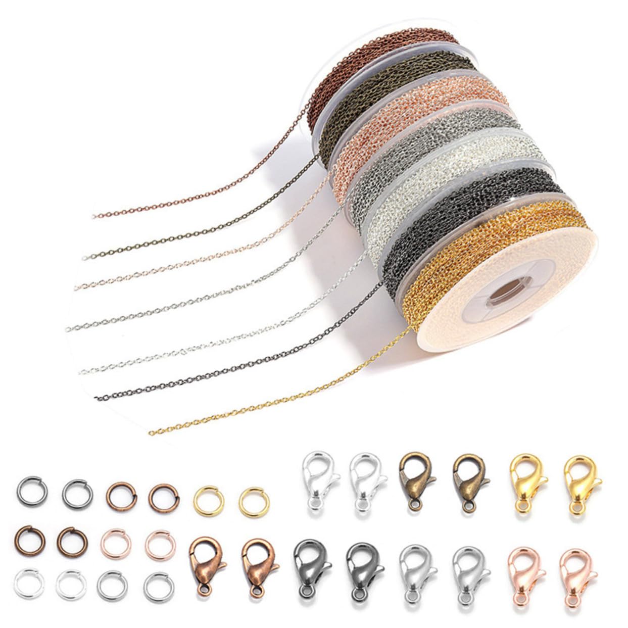Chaîne pour bijoux avec fermoir mousqueton et anneau LIFKOME pour création de colliers DIY
