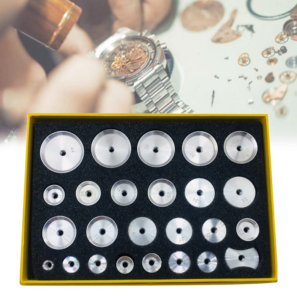 25-teiliges Uhren-Presswerkzeug-Set, Uhrengehäuse-Aluminiumschließer-Presswerkzeuge, professionelle Uhrenreparaturwerkzeug-Verschließmaschine Zubehör Rückengehäuse-Presswerkzeuge