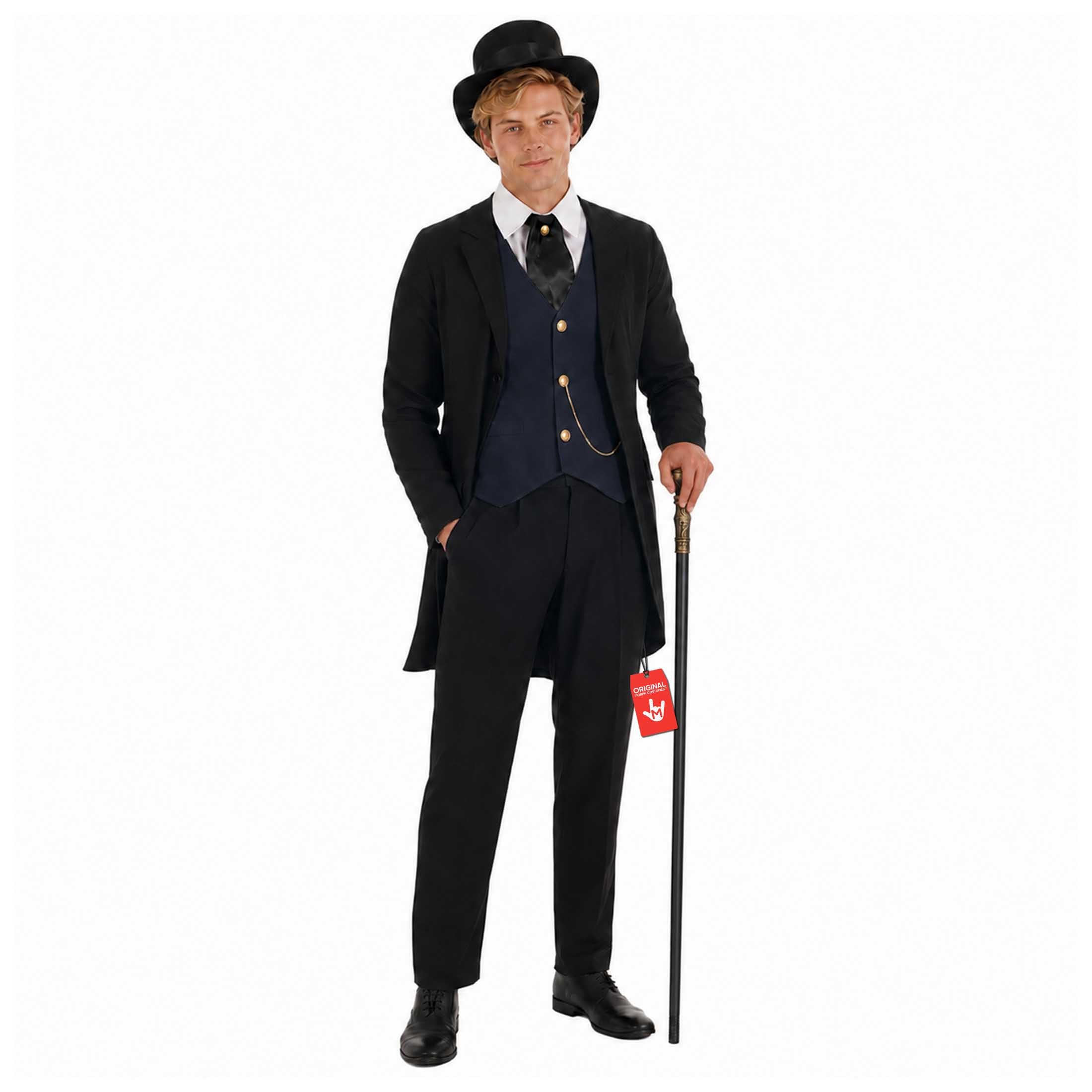 Fun Shack Disfraz de Epoca Hombre, Disfraz Victoriano Halloween Hombre | Chaqueta de Frac, Camisa con Chaleco, Corbata & Chistera, Estilo Victoriano, Perfecto para Halloween, Ideal para Disfrazarse