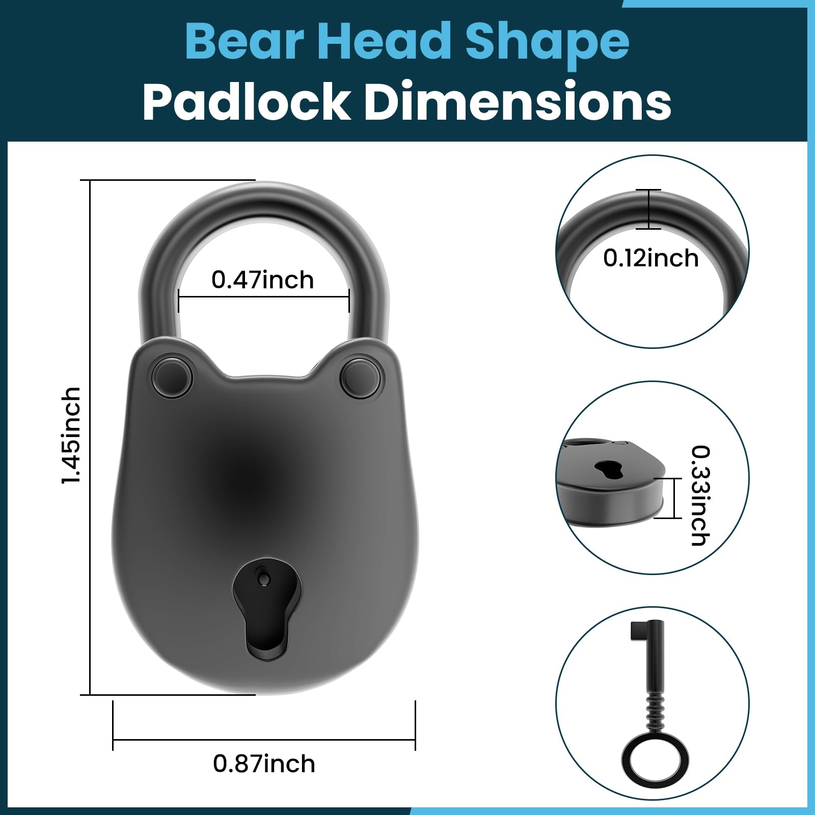 SDTC Tech 2-Pack Mini Antique Bear Head Padlocks - Bronze Vintage Style For Jewelry Boxes & Decor