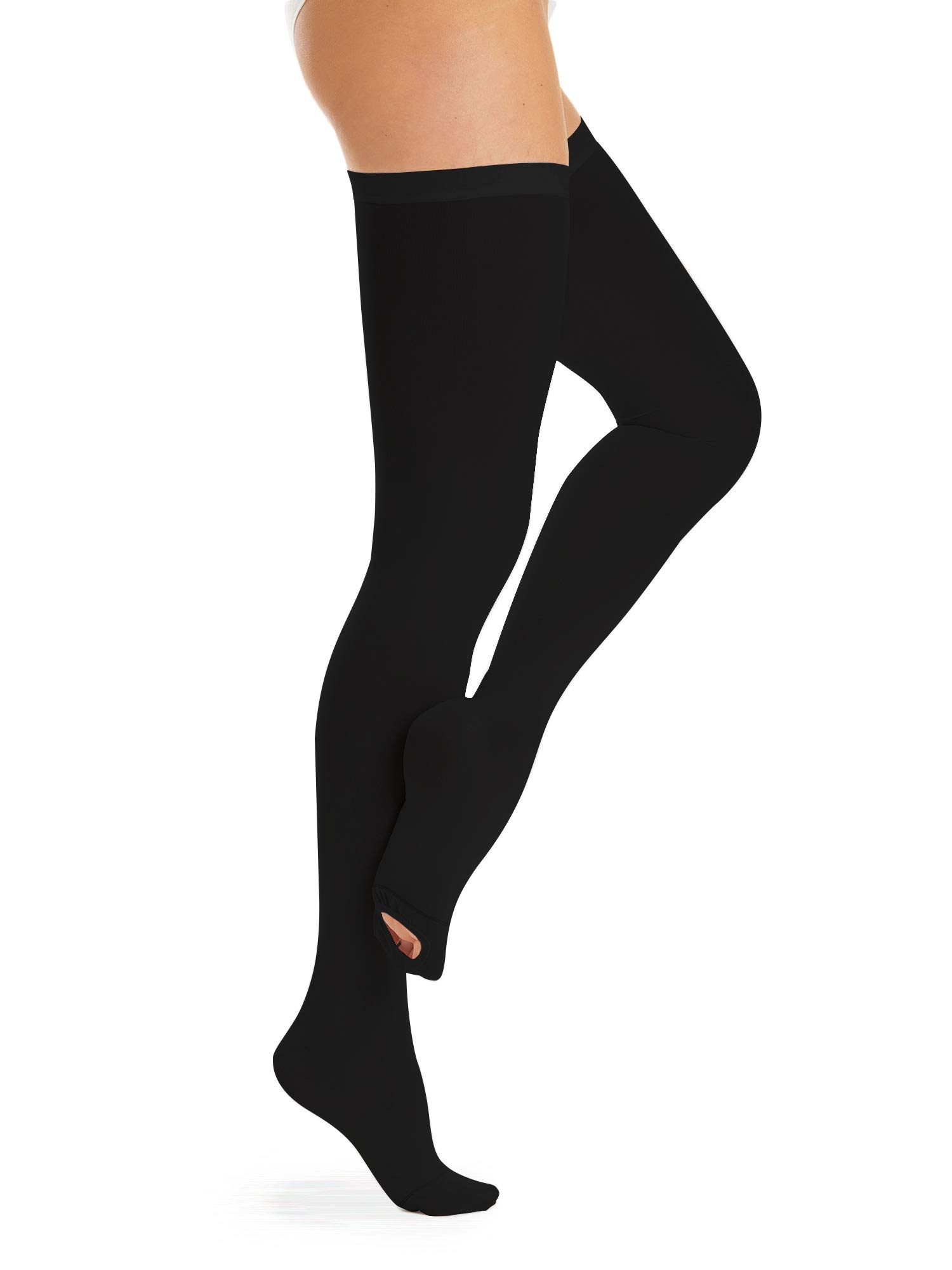 Relaxsan Antiembolism M2370A (1 Paar - Schwarz, M) Thrombosestrümpfe Damen und Herren 18-23 mmHg, Halterlose Unisex inspektionierbarer Spitze, Klasse1