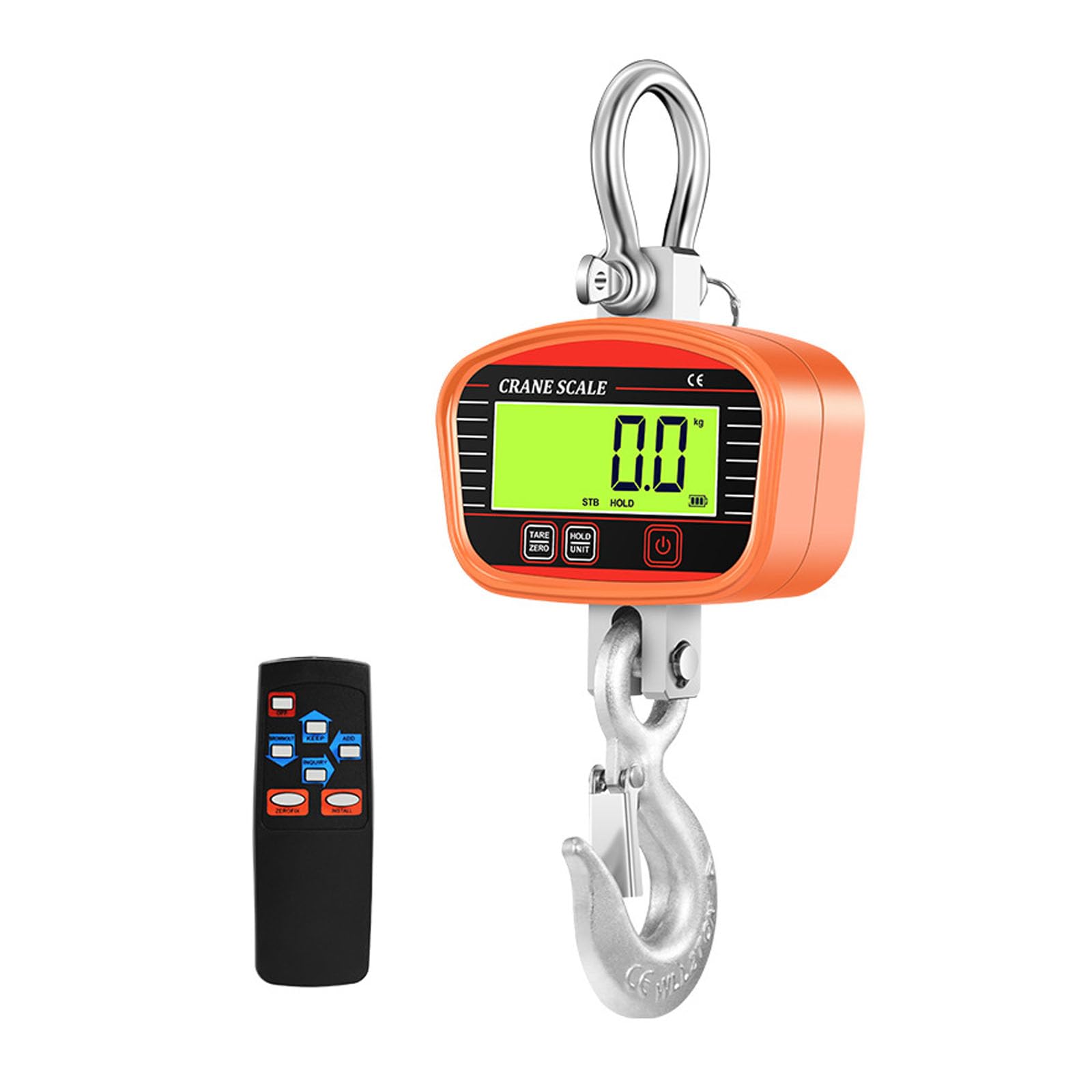 Yhjlzna Orange 2200Lb/1000Kg Electronic Weighing Crane Scale,Industrial Heavy Duty Electronic Hanging Scale,Easy To Use,Digital Hanging Crane Scale For Farm,Factory,Construction,Hunting(Size:2000kg,Color:orange)