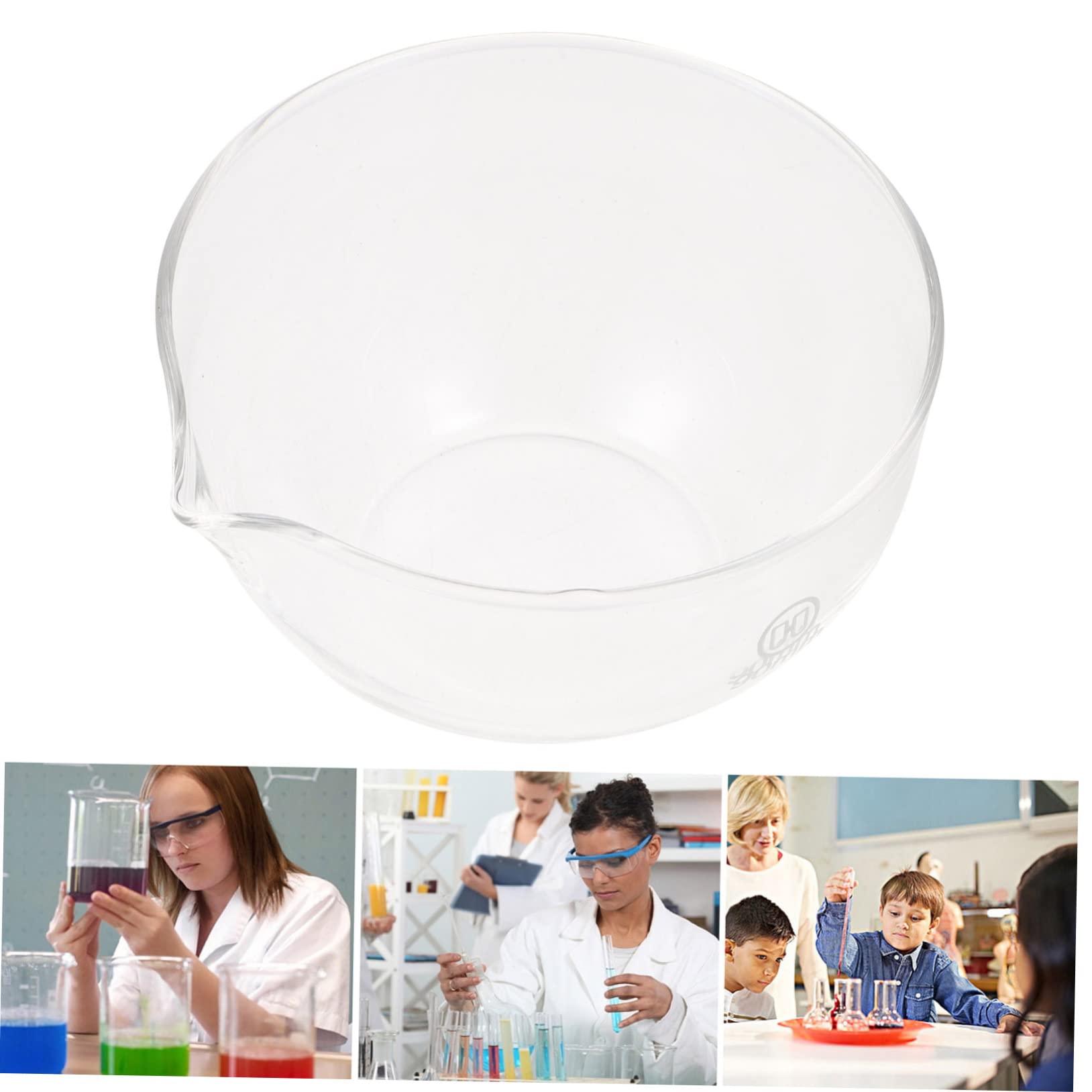 NAMOARLY 2pcs Evaporation Dish Flat Lab Basin Round Evaporating Dish Glass Container Spout