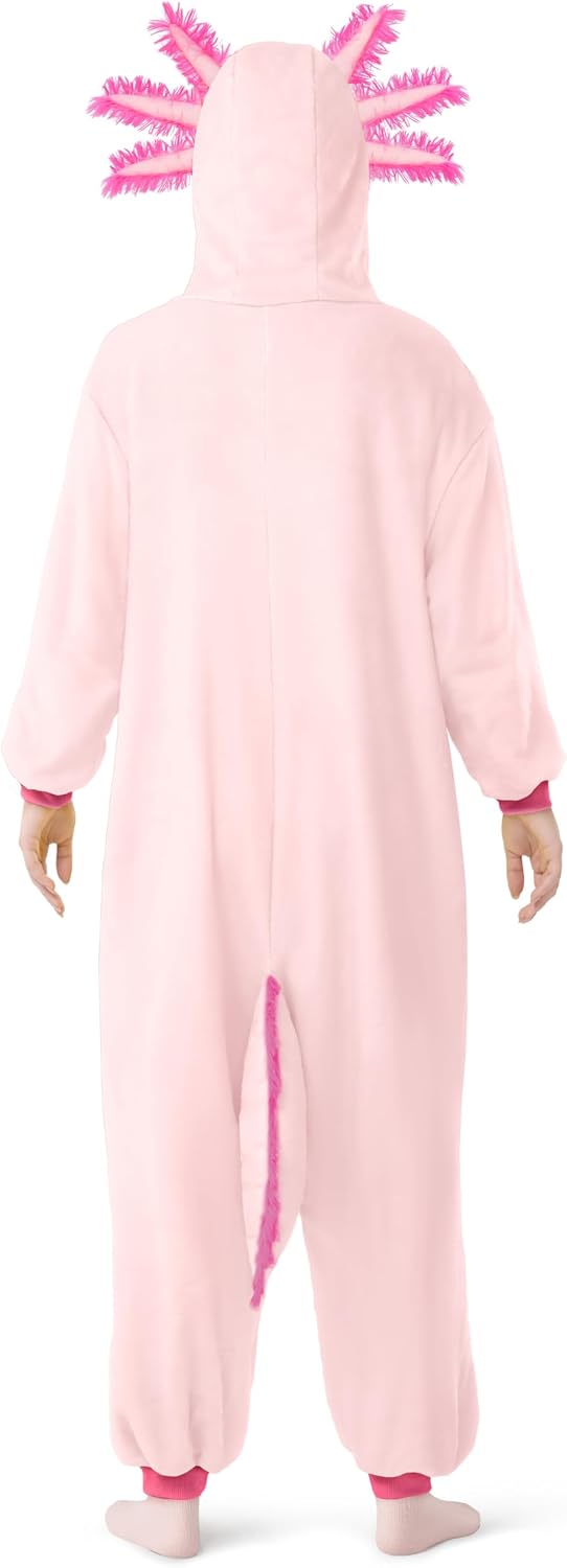 Spooktacular Creations Halloween Axolotl Costume, Kids Axolotl Costume, Zip-Up Hooded Jumpsuit for Halloween Cosplay Party
