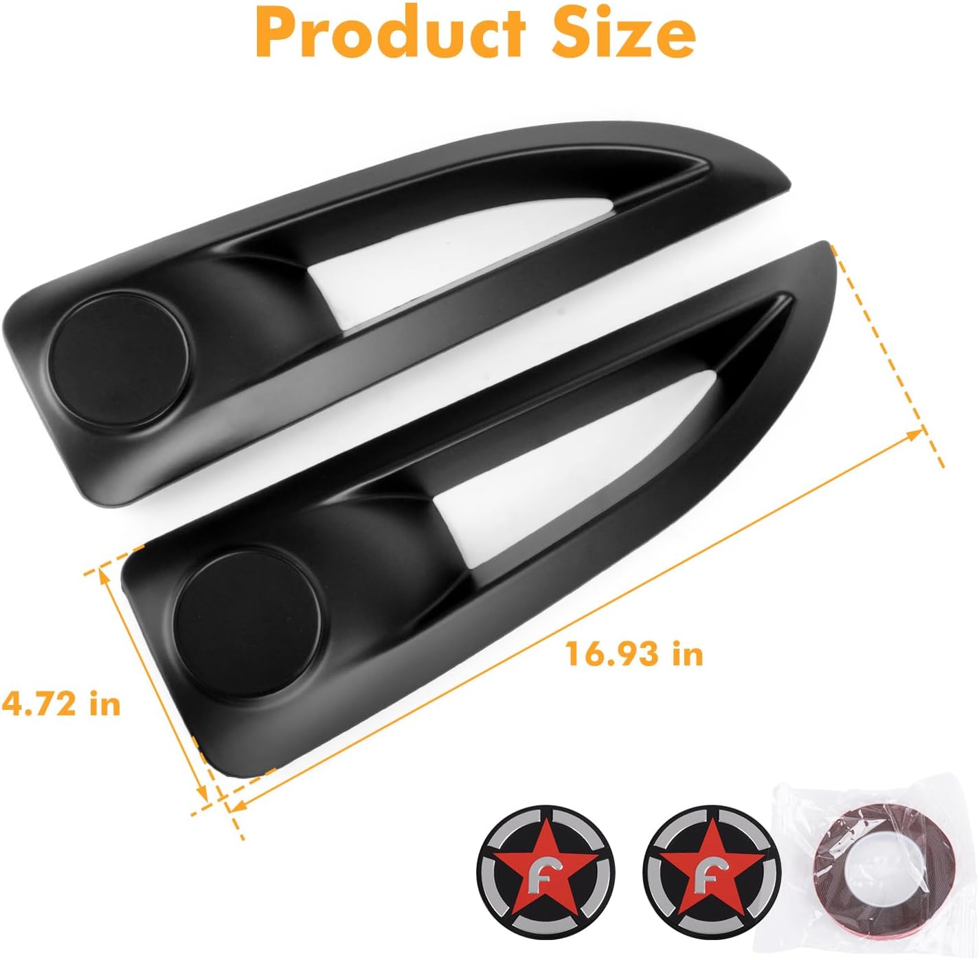 The Avenger Style Hood Vents Compatible with 2007-2017 Jeep Wrangler JK JKU Unlimited Rubicon
