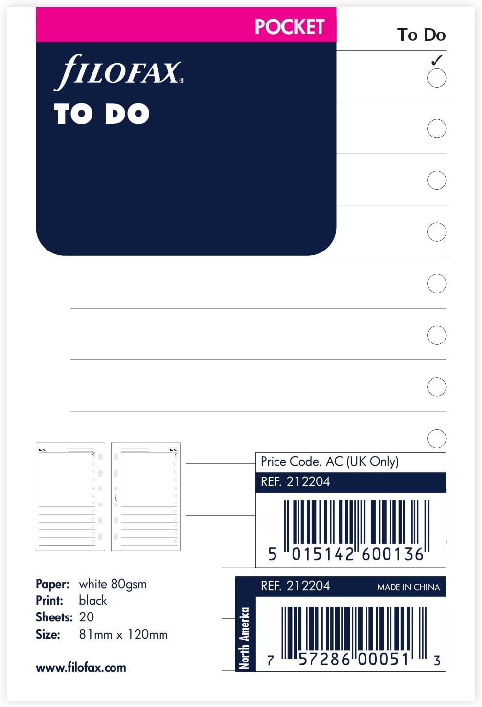 B212204 Pocket to Do List (White)