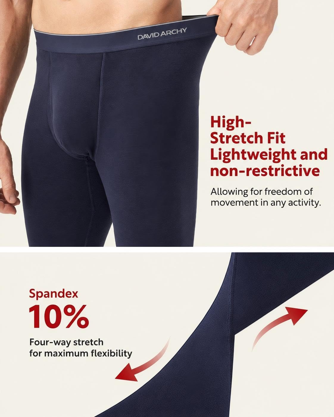 DAVID ARCHY Men's Heavyweight Thermal Underwear Set, Double-Brushed Base Layer for Cold Weather (20–45°F)
