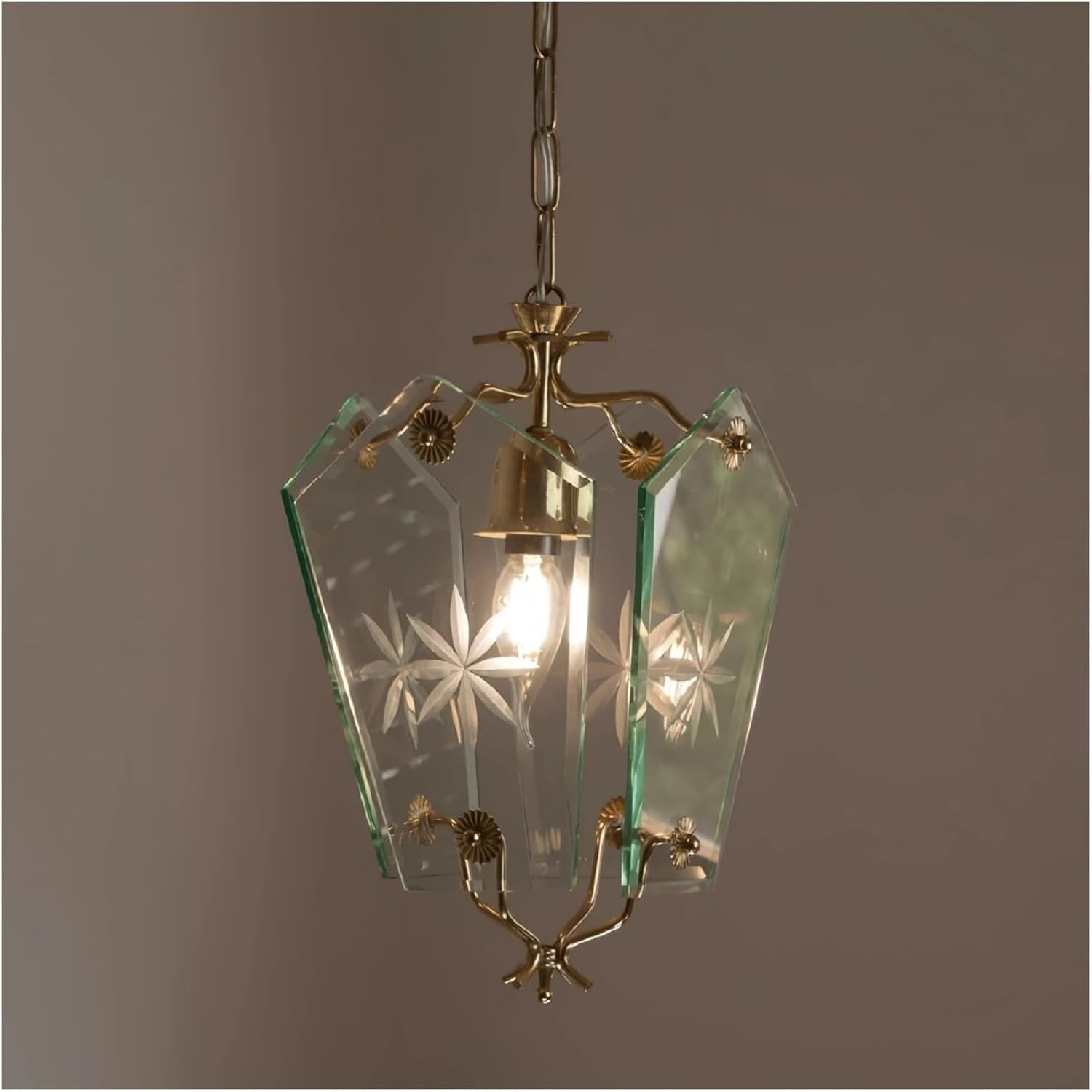 Chandelier, V-intage Nordic Glass Pendant Light for Dining Room Hallway Living Bedroom Bedside Retro Hanging Lamp(Warm Light)