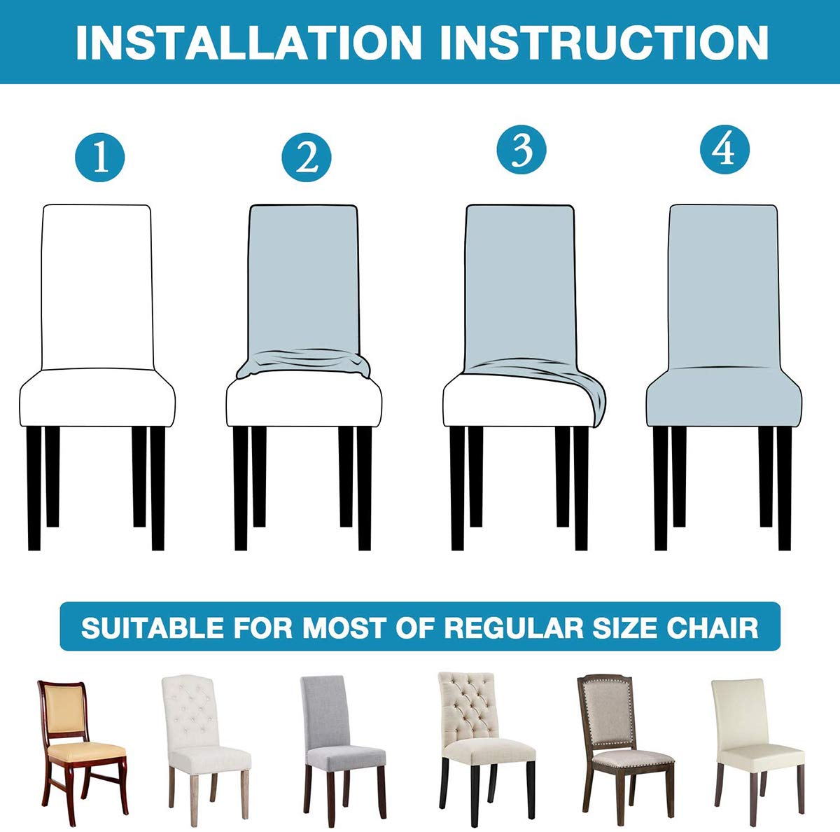 Fundas para Sillas de Comedor de Jacquard Repelentes al Agua de Sarga Elástica para Decoración del Hogar, Restaurante, Hotel, Ceremonia(Gris,6 Piezas)