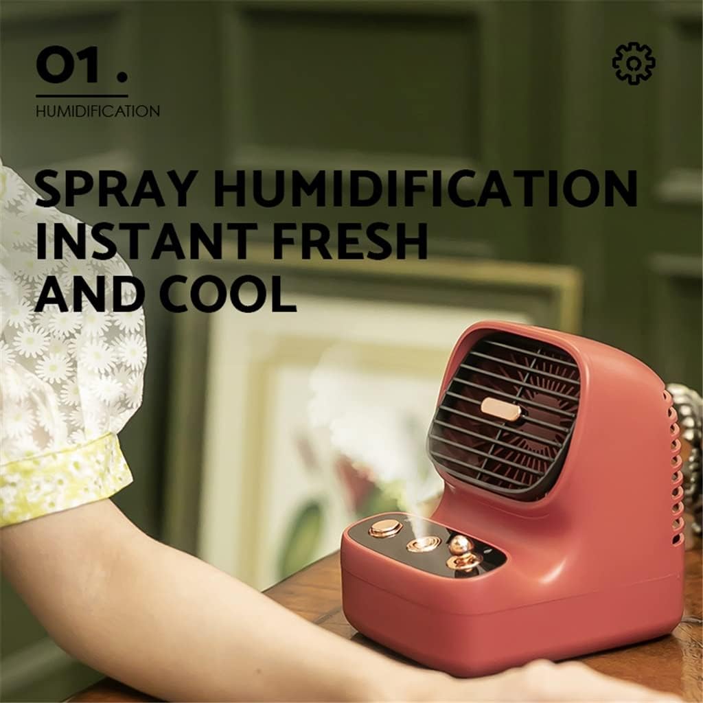 Desktop Portable Fan Table Fan Cooling Air Humidifier for Home Air Conditioner Air Cooler Rechargeable Electric Fan (Color : Green, Size : 12.4 * 16 * 15.6cm) (White 12.4 * 16 * 15.6cm)