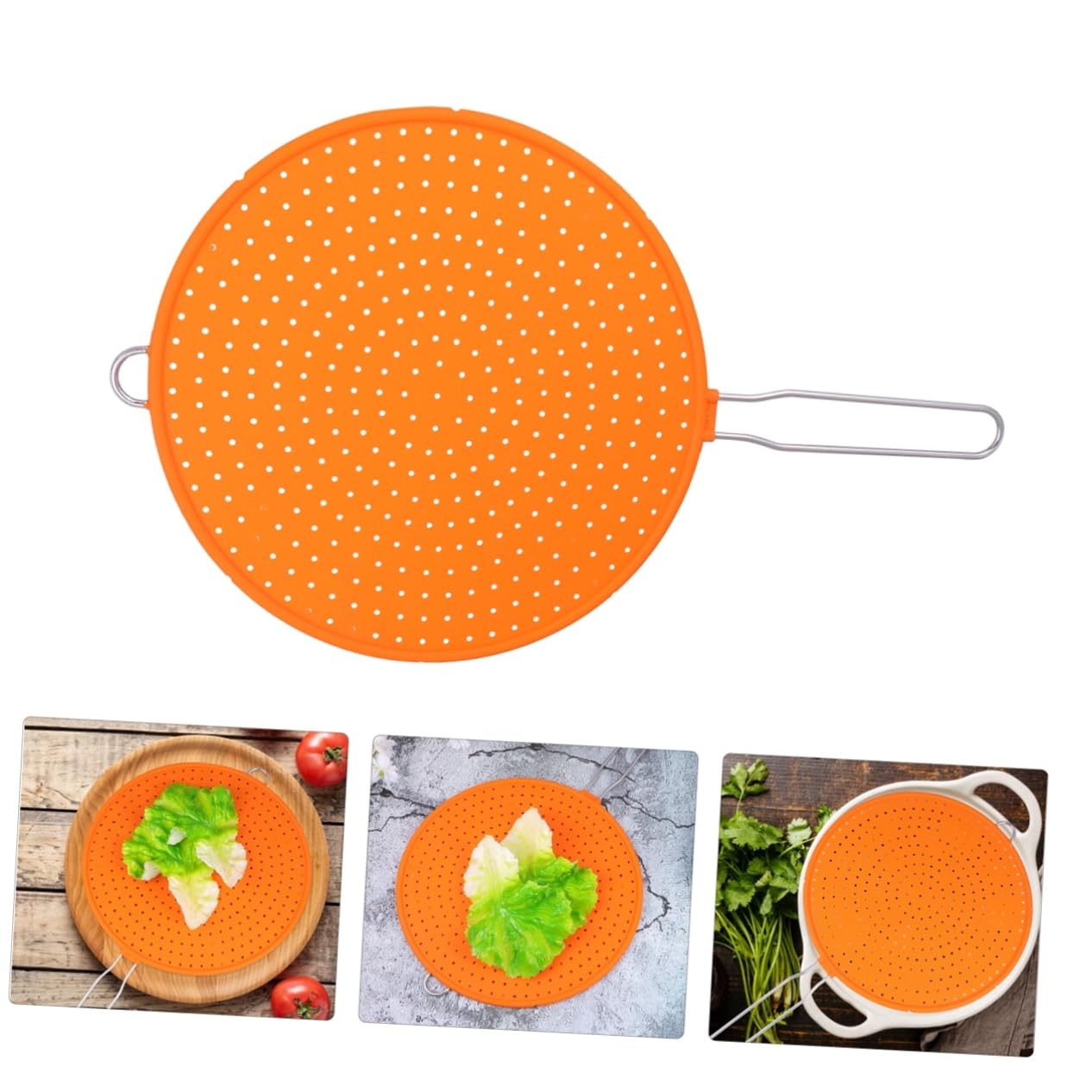 MUCKLILY Silicone Oil Splatter Guard Heat Resistant Splatter Screen for Cooking Pot Safeguard Cooling Mat for Kitchen Cafe Restaurant Use Random Color