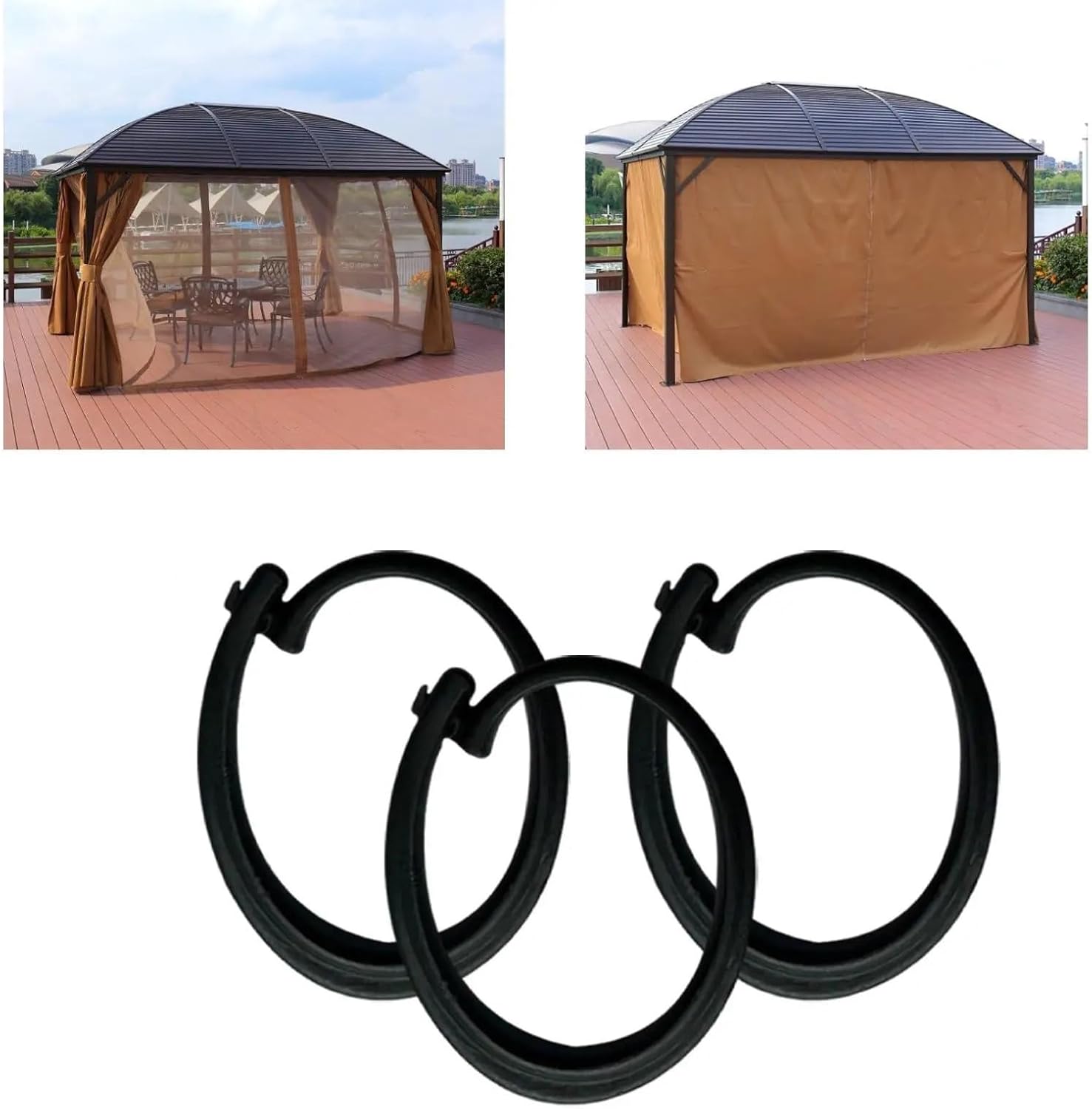 Gazebo Curtain Hooks 90pcs Plastic Gazebo Curtain Hook Multi-Functional Outdoor Hotel Gnats Netting Black Track Hooks Accessories