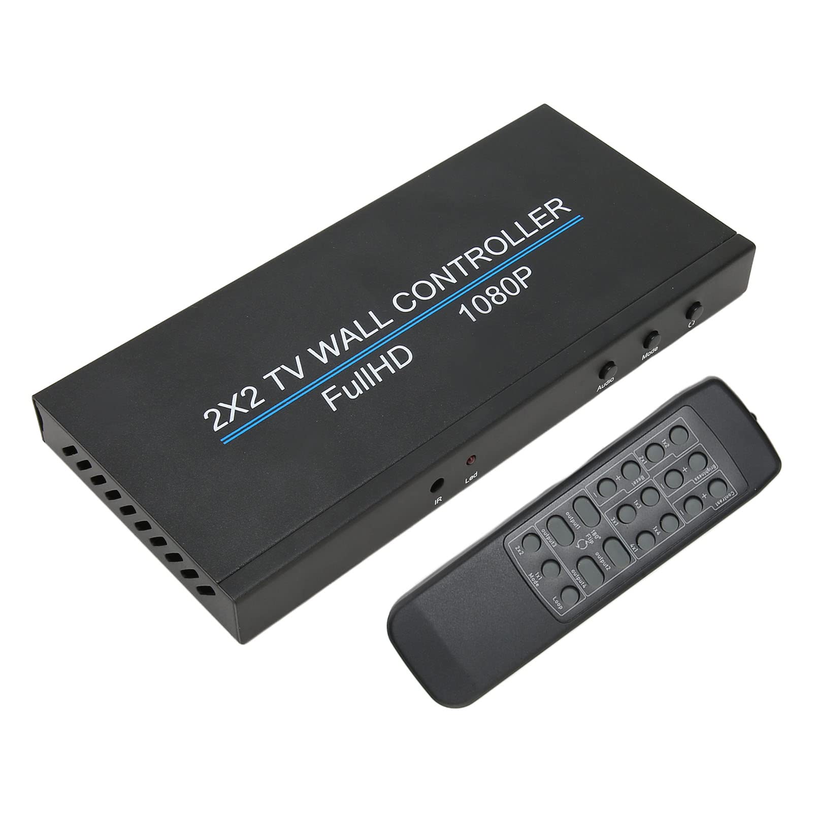 Controller Video Wall HDMI 2X2, 1080P 60Hz 2X1 3X1 4X1 1X2 1X3 1X4 2X2 TV Wall Processor per Display di Giunzione TV, Supporta Ingresso HDMI 1.3 e 4 Uscite HDMI (Spina UE)