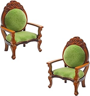 2 Pieces Miniature Armchairs Wooden Carved Single Sofa Chairs 1:12 Miniature House Furniture for Miniature House Accessories Furniture Decoration Birthday