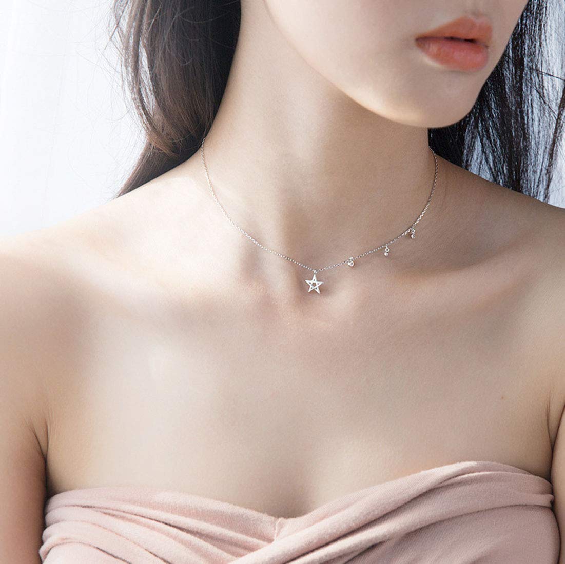 女神専属』18K本物の愛のネックレス鎖骨チェーンシンプルなペンダント 